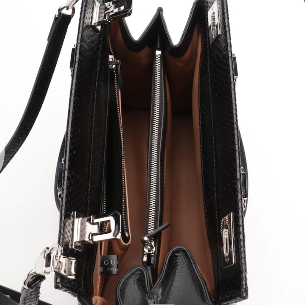 Gucci Zumi Crossbody Top Handle Python Bag- all leather interior in red black - Picture 3 of 16